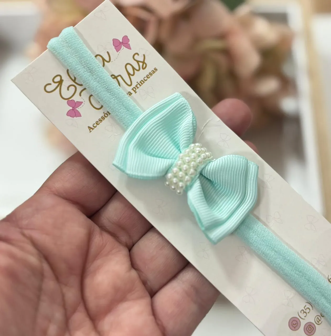 FAIXA GRAVATINHA C/ PEROLAS - FAIXA GRAVATINHA BORDADA VERDE