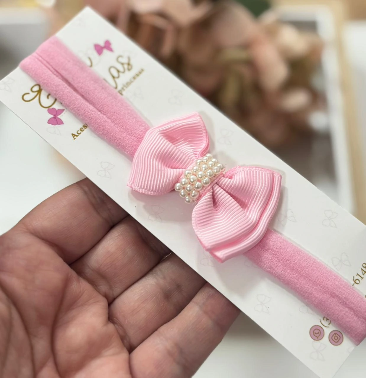 FAIXA GRAVATINHA C/ PEROLAS - FAIXA GRAVATINHA C/PEROLA ROSA 123